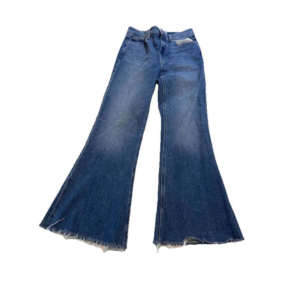 Paige Marlow Skimmer Buckingham Jean Medium Wash Raw Hem 28 Flair - Picture 3 of 9